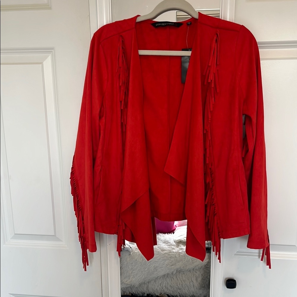 Colleen Lopez New With Tags Faux Suede Fringe Jacket Size Medium